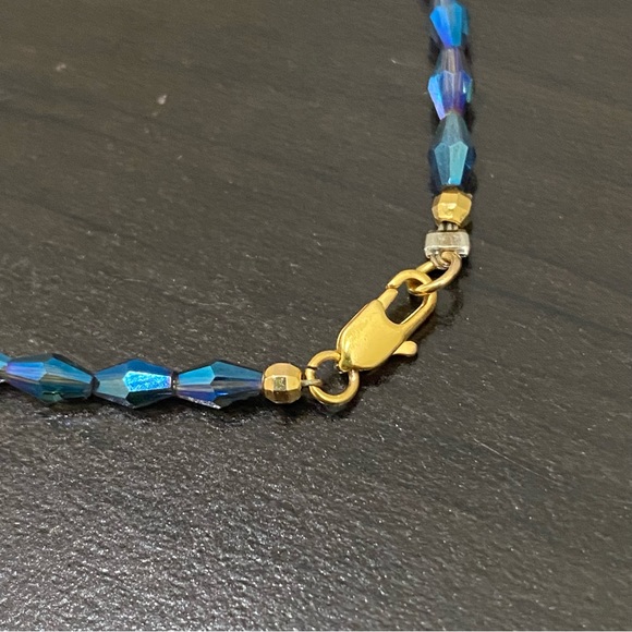 Handmade Blue Iridescent Beads Boho Stackable Bracelet - Picture 10 of 11